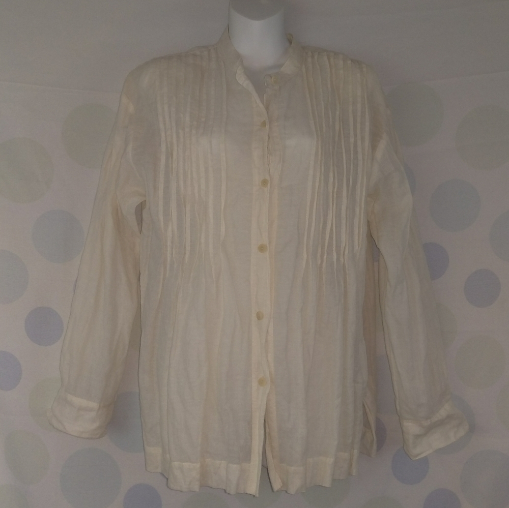 Eileen Fisher Small Shadow Stripe Cotton Steel NWT